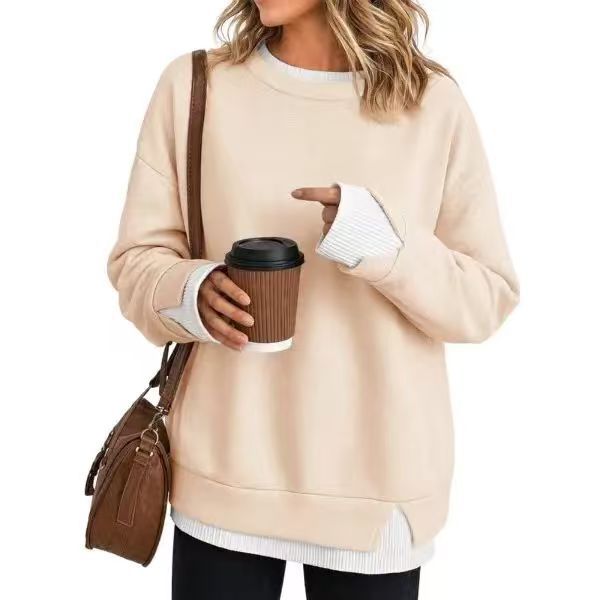 Fisoew Women's Layered Crew Neck Sweatshirt