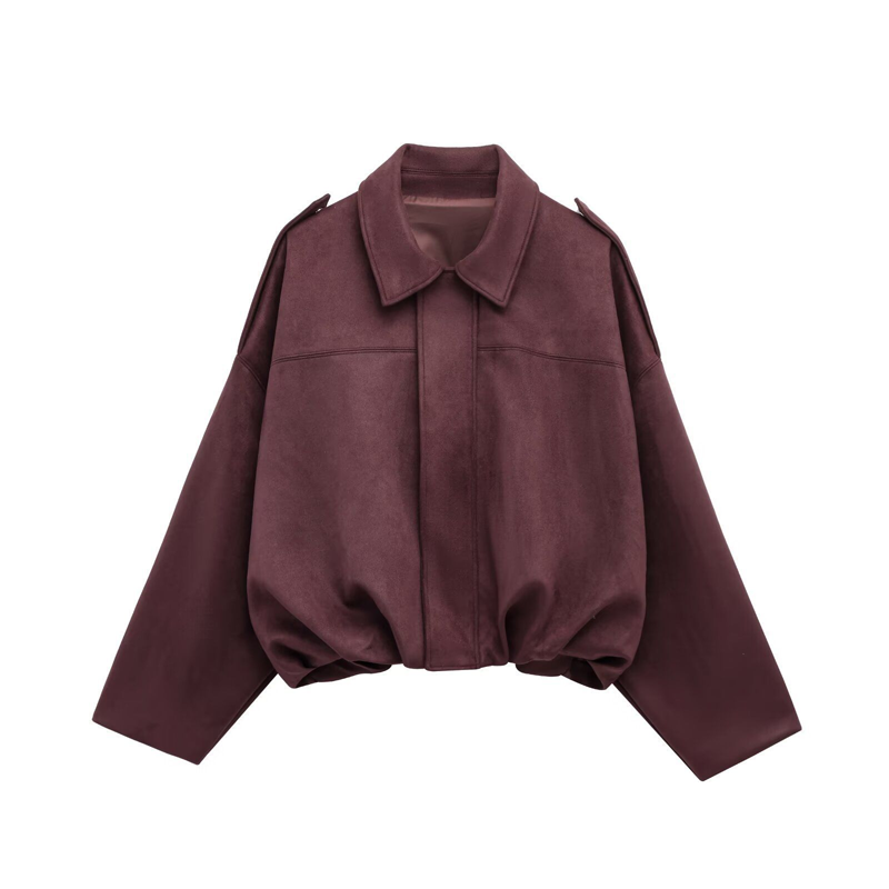Women's Suede-Like Cropped Bomber Jacket