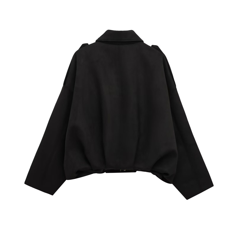 Women's Suede-Like Cropped Bomber Jacket
